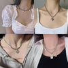 Punk Pearl Chain Necklace For Women Butterfly Dog Tag Heart Pendants Necklaces Women's Neck Chain Jewelry чокер