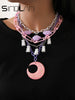 Punk Pendant Necklace Set for Women Chain with Gift Silver Color Cloud Cute Funny Kpop Pink Bear Y2k EMO Female Handmade Jewelry
