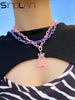Punk Pendant Necklace Set for Women Chain with Gift Silver Color Cloud Cute Funny Kpop Pink Bear Y2k EMO Female Handmade Jewelry