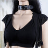Punk Rock Gothic Buckle Black Leather Chokers for Women Spike Rivet Stud Collar Choker Necklace Statement Anime Emo Rave Jewelry