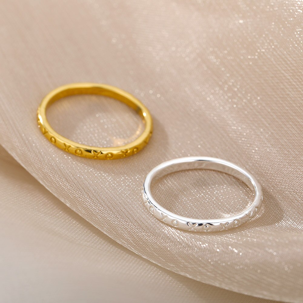 Punk Rock XOXO Rings For Women Gothic Stainless Steel Gold Color Ring Hip Hop Couple Jewelry Accessories mujer bague femme