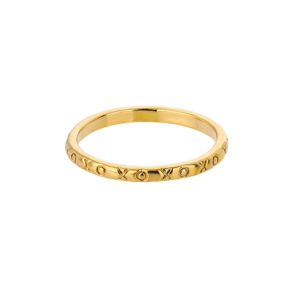 Punk Rock XOXO Rings For Women Gothic Stainless Steel Gold Color Ring Hip Hop Couple Jewelry Accessories mujer bague femme