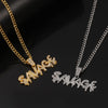 Punk Savage Letter Necklace & Pendant Shiny Ice Out Link Chain Necklace With Tennis Chain Choker Hip Hop Jewelry for Men