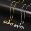 Punk Savage Letter Necklace & Pendant Shiny Ice Out Link Chain Necklace With Tennis Chain Choker Hip Hop Jewelry for Men
