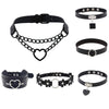 Punk Sexy Gothic Pu Leather Flower Heart Square Choker Necklace Round Chockers Collar Necklaces Women Neck Jewelry