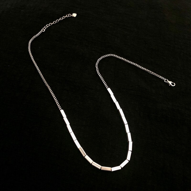Punk Silver Color Alloy Square TubeThick Clavicle Chain Choker Necklace for Women Trendy Simple Party Boho Jewelry Collar