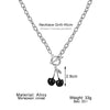 Punk Silver Color Thick Chain Cherry Pendant Necklace Women Gothic Black Cherry Clavicle Collar Necklace Women Jewelry