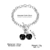 Punk Silver Color Thick Chain Cherry Pendant Necklace Women Gothic Black Cherry Clavicle Collar Necklace Women Jewelry