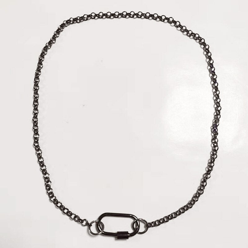 Punk Simple Metal Short Necklace Copper Alloy Spiral Buckle Pendant Necklace Man Woman Jewelry Choker Accessories 2021