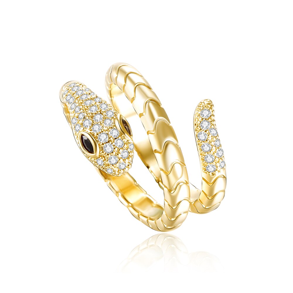 Punk Snake Ring for Women Trend Jewelry Gift 2022 Gold Siver Color Stereoscopic Opening Adjustable Rings
