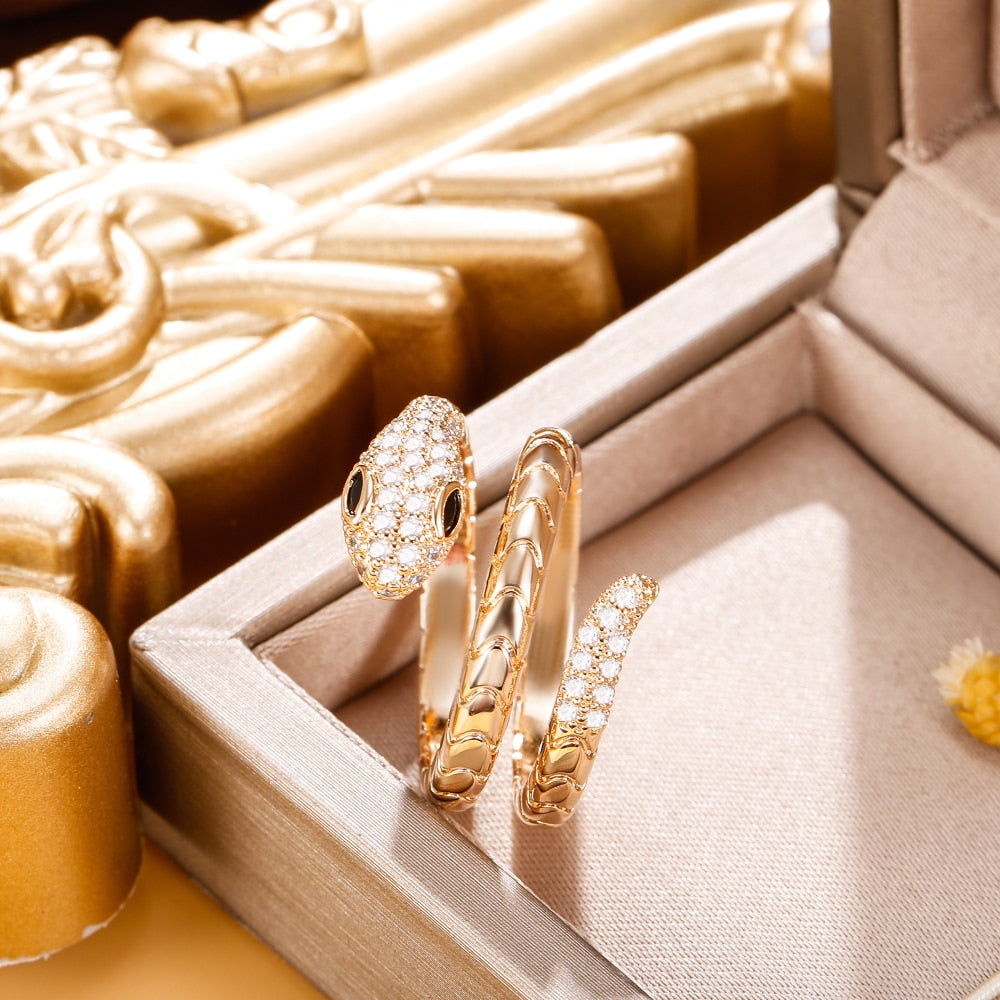 Punk Snake Ring for Women Trend Jewelry Gift 2022 Gold Siver Color Stereoscopic Opening Adjustable Rings