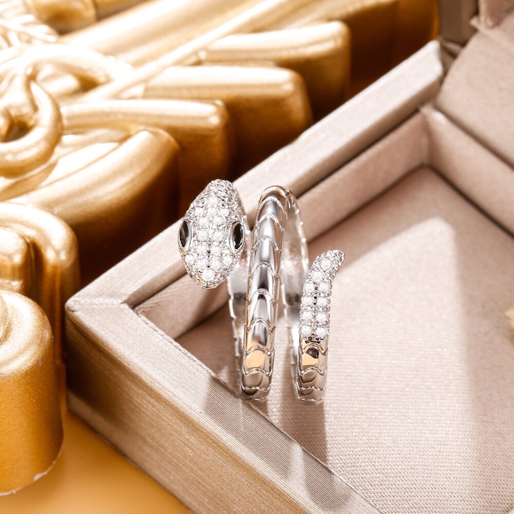 Punk Snake Ring for Women Trend Jewelry Gift 2022 Gold Siver Color Stereoscopic Opening Adjustable Rings