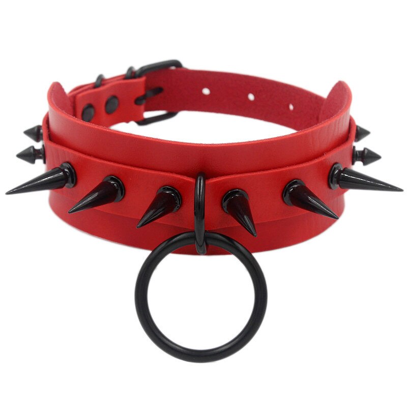 Punk Spike Oversized Choker necklace Sexy Pu leather women Collar Bondage Goth Belt Choker necklaces Gothic necklace jewelry