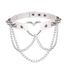 Punk Spiked Choker Necklace For Women Girls Goth Heart Chocker With Chain Leather Collar Jewelry Gothic  Accessories