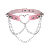 Punk Spiked Choker Necklace For Women Girls Goth Heart Chocker With Chain Leather Collar Jewelry Gothic  Accessories