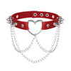 Punk Spiked Choker Necklace For Women Girls Goth Heart Chocker With Chain Leather Collar Jewelry Gothic  Accessories