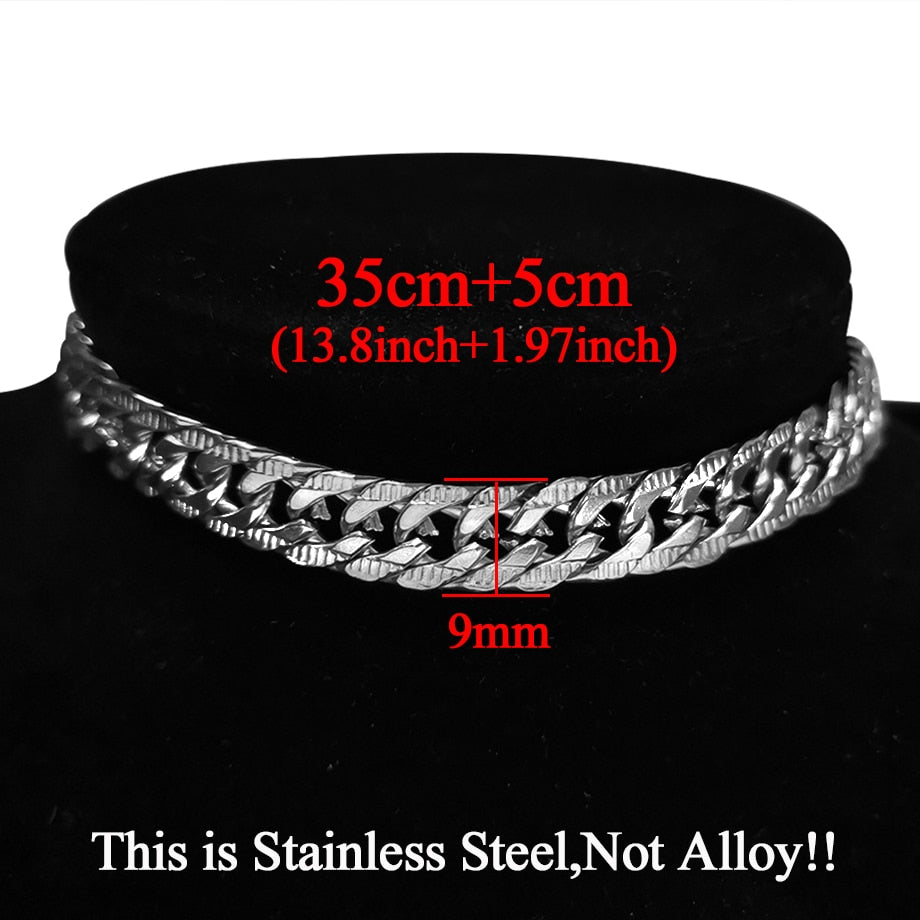 Punk Stainless Steel Choker Necklace For Women Silver Color Short Big Thick Neck Chain Chokers Necklaces Jewelry Neckless 2021