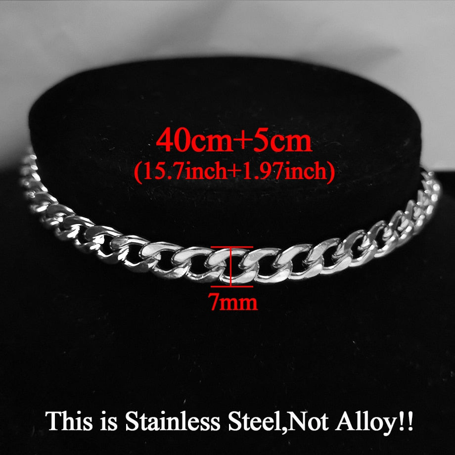 Punk Stainless Steel Choker Necklace For Women Silver Color Short Big Thick Neck Chain Chokers Necklaces Jewelry Neckless 2021