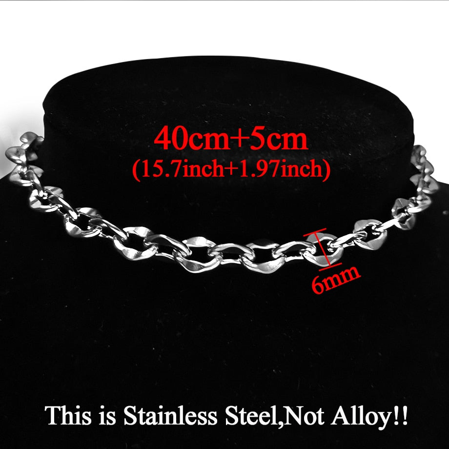 Punk Stainless Steel Choker Necklace For Women Silver Color Short Big Thick Neck Chain Chokers Necklaces Jewelry Neckless 2021