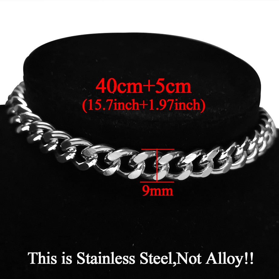 Punk Stainless Steel Choker Necklace For Women Silver Color Short Big Thick Neck Chain Chokers Necklaces Jewelry Neckless 2021
