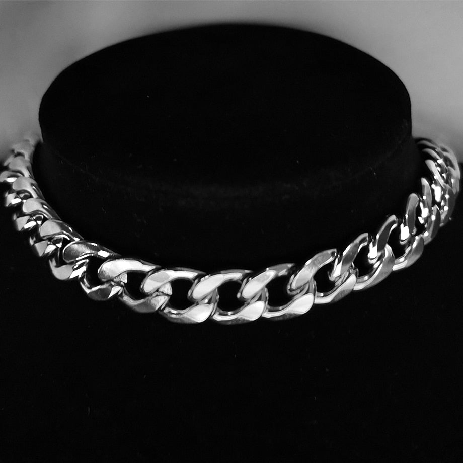 Punk Stainless Steel Choker Necklace For Women Silver Color Short Big Thick Neck Chain Chokers Necklaces Jewelry Neckless 2021