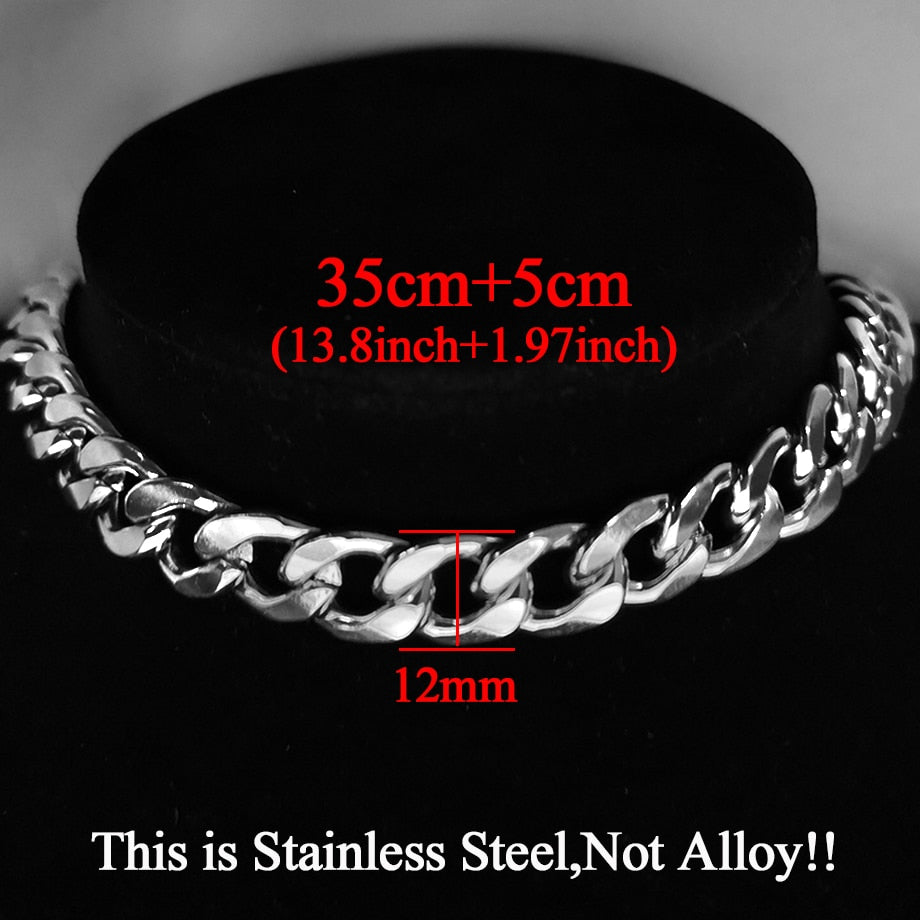 Punk Stainless Steel Choker Necklace For Women Silver Color Short Big Thick Neck Chain Chokers Necklaces Jewelry Neckless 2021