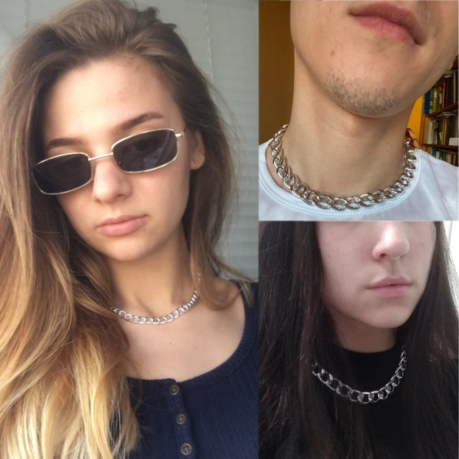 Punk Stainless Steel Choker Necklace For Women Silver Color Short Big Thick Neck Chain Chokers Necklaces Jewelry Neckless 2021