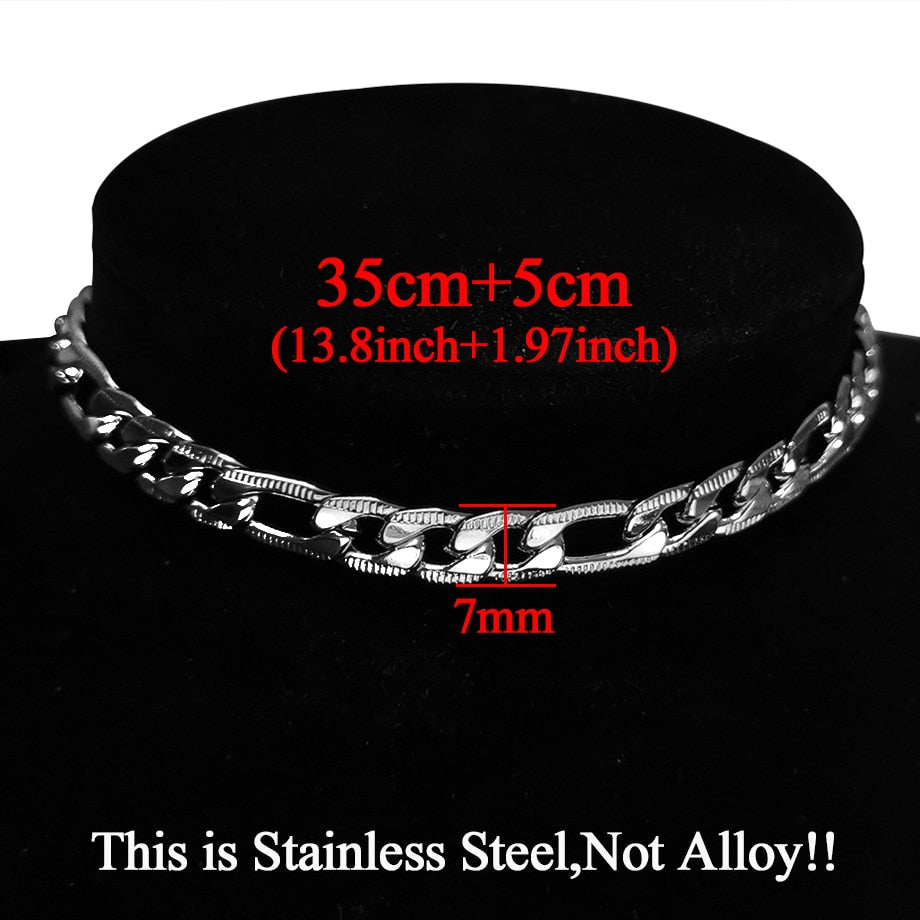 Punk Stainless Steel Choker Necklace For Women Silver Color Short Big Thick Neck Chain Chokers Necklaces Jewelry Neckless 2021