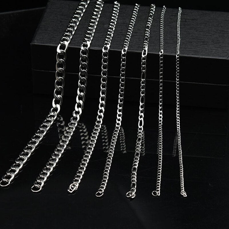 Punk Stainless Steel Necklace for Men Women Cuban Link Chain Chokers Hiphop VintageTone Solid Metal