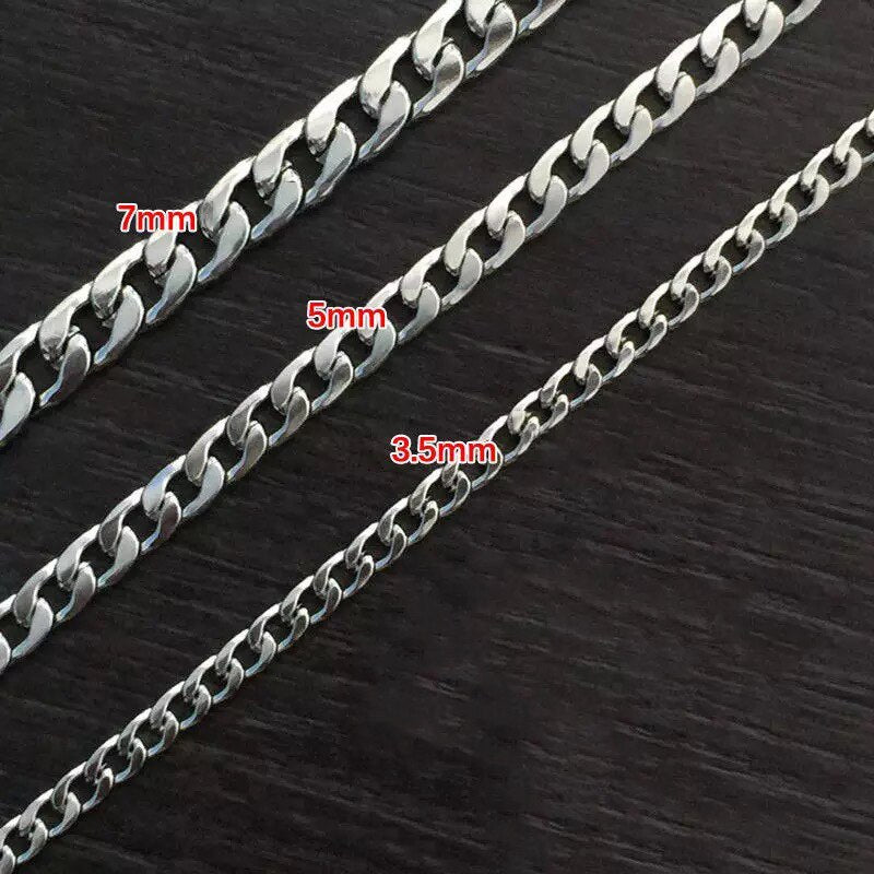 Punk Stainless Steel Necklace for Men Women Cuban Link Chain Chokers Hiphop VintageTone Solid Metal