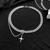 Punk Stainless Steel Stitching Cross Star Clavicle Chain Necklace Men and Women Stitching Choker Necklace Hip-hop Female Jewelry