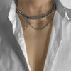 Punk Stainless Steel Stitching Cross Star Clavicle Chain Necklace Men and Women Stitching Choker Necklace Hip-hop Female Jewelry