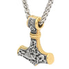 Punk Stainless steel Norse Vikings Amulet Pendant Cord Odin's Gold Thor's Hammer Chain Necklaces Men ethnic Jewelry