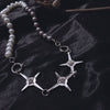 Punk Star Silver Color Crystal Mix Color Pearl Choker Necklace For Women Girl Trendy Elegant Chic Pendant Necklace Cool Jewelry