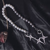 Punk Star Silver Color Crystal Mix Color Pearl Choker Necklace For Women Girl Trendy Elegant Chic Pendant Necklace Cool Jewelry