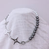 Punk Star Silver Color Crystal Mix Color Pearl Choker Necklace For Women Girl Trendy Elegant Chic Pendant Necklace Cool Jewelry