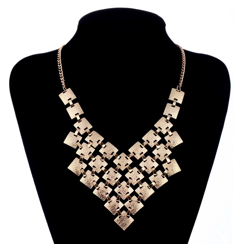 Punk Statement Aluminium Alloy Sequins Pendant Long Choker Necklace Pendant Neck Collar Necklaces for Women Jewelry