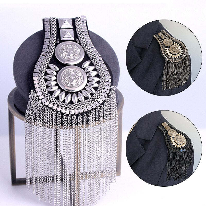 Punk Style Brooch Small Suit Shoulder Strap Multi Tassel Epaulet Epaulette Shirt Clothing Decor Epaulet Accessories DIY Jewelry