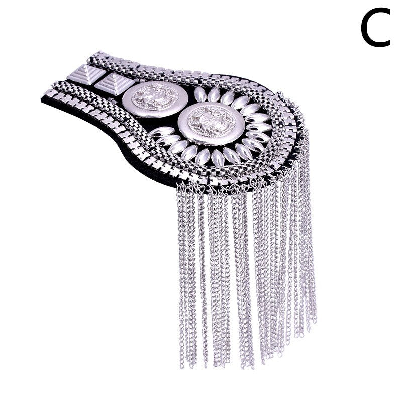 Punk Style Brooch Small Suit Shoulder Strap Multi Tassel Epaulet Epaulette Shirt Clothing Decor Epaulet Accessories DIY Jewelry