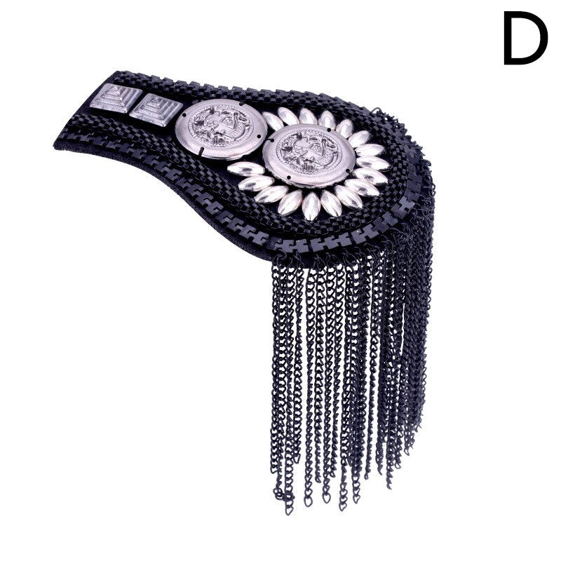 Punk Style Brooch Small Suit Shoulder Strap Multi Tassel Epaulet Epaulette Shirt Clothing Decor Epaulet Accessories DIY Jewelry