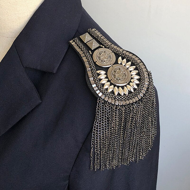 Punk Style Brooch Small Suit Shoulder Strap Multi Tassel Epaulet Epaulette Shirt Clothing Decor Epaulet Accessories DIY Jewelry