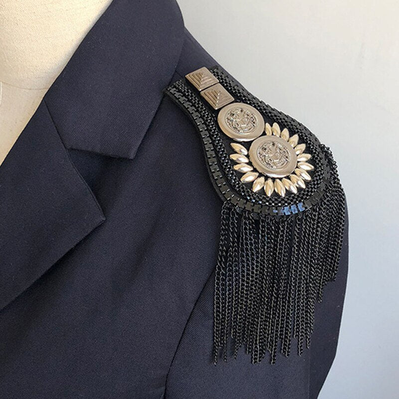 Punk Style Brooch Small Suit Shoulder Strap Multi Tassel Epaulet Epaulette Shirt Clothing Decor Epaulet Accessories DIY Jewelry
