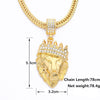 Punk Style Animal Crown Lion Pendant Necklaces Men Hip Hop Jewelry Statement Rhinestone Gold Long Chain Necklace Gifts