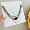 Punk Style Hip Hop Thick Chain Short Multilayer Necklace For Woman Black Square Neck Chain Jewelry Sweater Chain