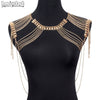 Punk Style Tassel Body Chain Jewelry Gold-color Statement Necklace Women Collar Shoulder Long Chain Necklaces Sexy Body Jewelry