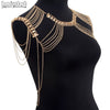 Punk Style Tassel Body Chain Jewelry Gold-color Statement Necklace Women Collar Shoulder Long Chain Necklaces Sexy Body Jewelry