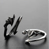 Punk Style Titanium  Little Devil Dragon Gothic Evil Vampire Angel Wings Rings Open Ring Halloween Party Jewelry Gift