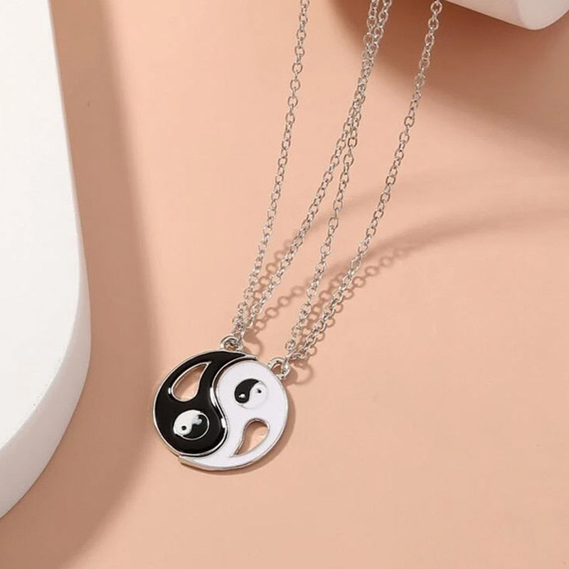 Punk Tai Chi Pendant Couple Necklaces For Women Men Lovers Friend Hip Hop Link Chain Yin Yang Necklace Jewelry Gift