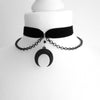Punk Tattoo Inverted Crescent Stretchy Chain Choker Witch Necklace Jewelry Gorgeous Women Pendant Gift Gothic Statement Goth New
