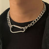 Punk Thick Choker Necklace Men Aluminum Metal Miami Cuban Chain Necklace Gothic Big Pin Pendant Neck Chain Short Choker Jewelry